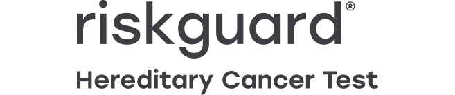 Riskguard Hereditary Cancer Test logo in black and white.